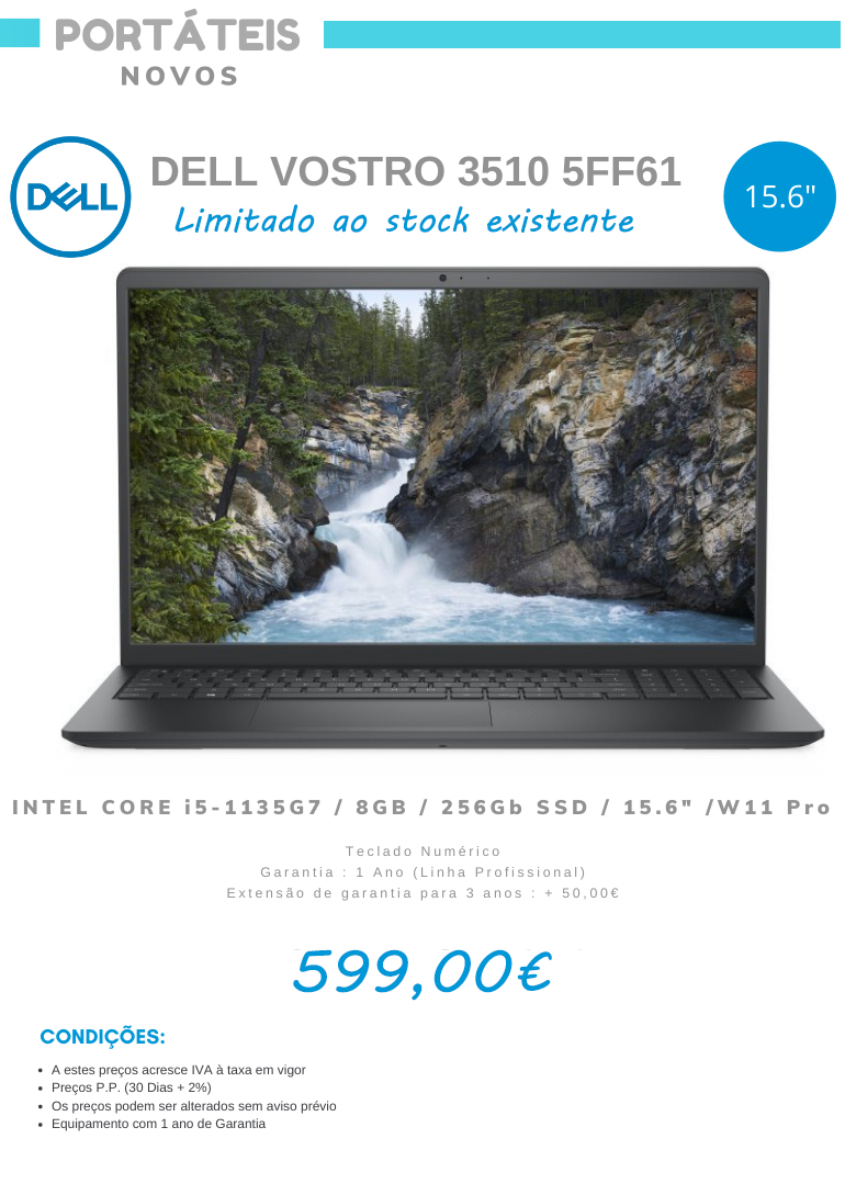 Campanha DELL VOSTRO - i5 1135G7 - 8GB - 256GB SSD